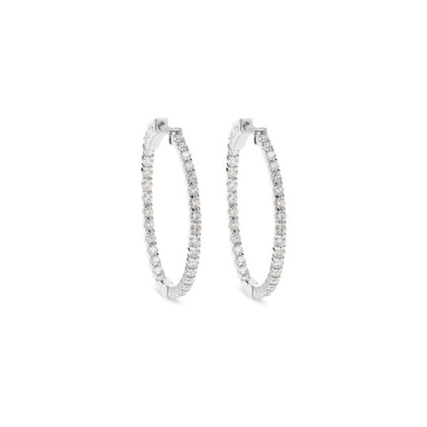 1 INCH DIAMOND HOOP EARRINGS