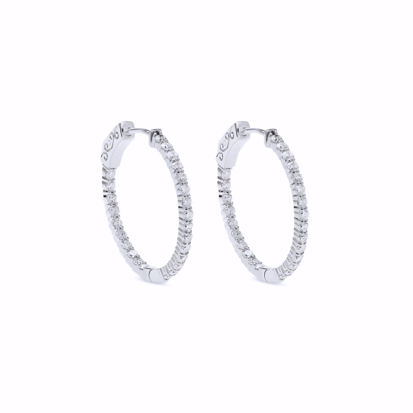 0.75 INCH DIAMOND HOOP EARRINGS