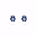 BLUE SAPPHIRE FLOWER STUD EARRINGS