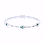 DIAMOND AND EMERALD FLOWER TENNIS BRACELET