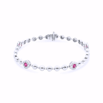 DIAMOND AND RUBY FLOWER BALL CHAIN BRACELET