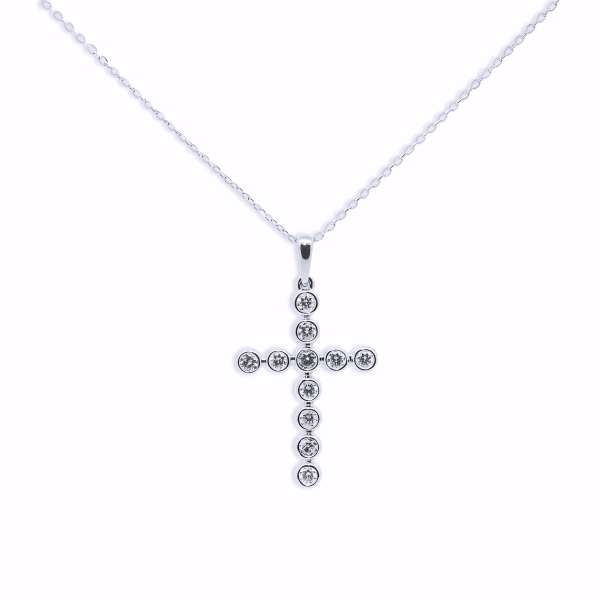 DIAMOND BEZEL CROSS NECKLACE