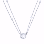 DOUBLE CHAIN ROUND DIAMOND PENDANT NECKLACE