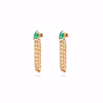 EMERALD CUBAN CHAIN DROP EARRINGS