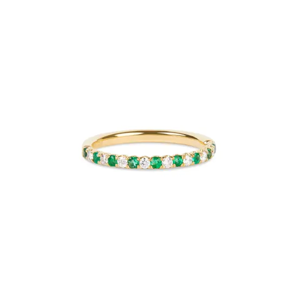 Half Diamond Emerald Eternity Ring