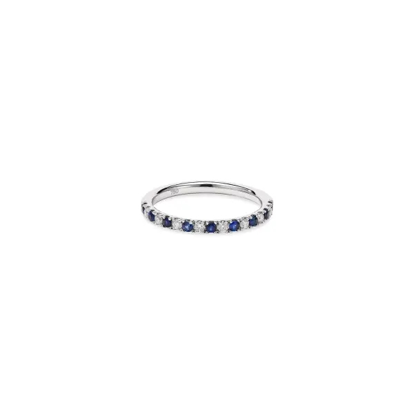 Half Diamond Sapphire Eternity Ring