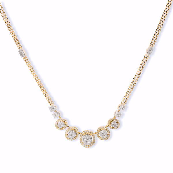 OVAL DIAMOND DOUBLE CHAIN NECKLACE