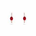 RUBY OVAL AND DIAMOND HUGGIE EARRINGS