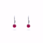 RUBY ROUND CUT AND DIAMOND HUGGIE EARRINGS