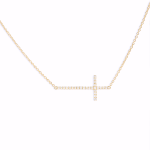 SIDEWAYS DIAMOND CROSS NECKLACE