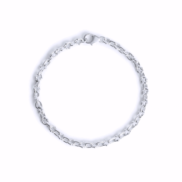 THICK SILVER UMLAUT LINK BRACELET