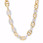 TWO TONE DIAMOND ANCHOR LINK NECKLACE