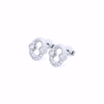 UMLAUT HALF DIAMOND STUD EARRINGS