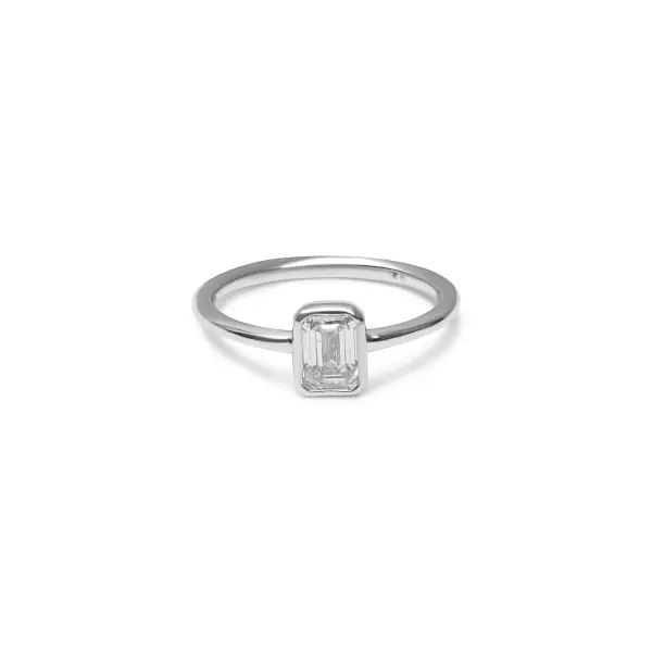 White Gold Emerald Cut Ring